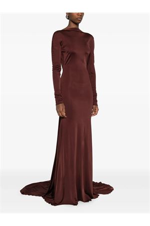 Gather Detail And Open Back Gown DAVID KOMA | PF25DK07DLBURGUNDY